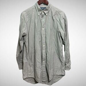 Vintage Polo Ralph Lauren Shirt Mens 16 Gray Long Sleeve Button Down Collard